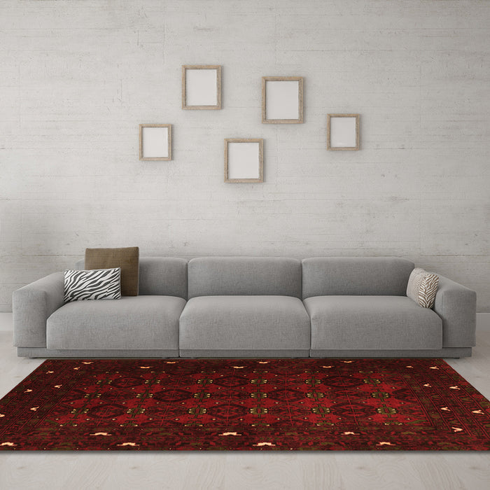 Machine Washable Persian Orange Traditional Area Rugs in a Living Room, wshtr2358org