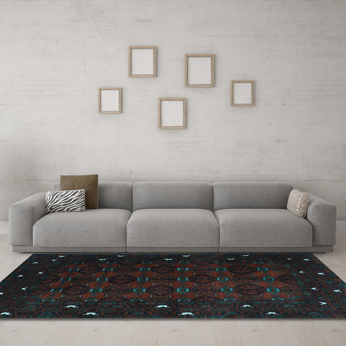 Machine Washable Persian Light Blue Traditional Rug in a Living Room, wshtr2358lblu