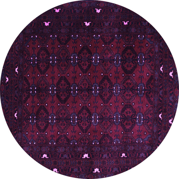 Round Machine Washable Persian Purple Traditional Area Rugs, wshtr2358pur