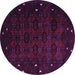 Round Machine Washable Persian Purple Traditional Area Rugs, wshtr2358pur