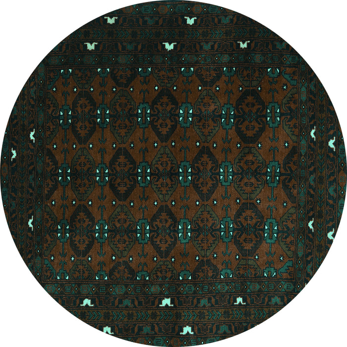 Round Machine Washable Persian Turquoise Traditional Area Rugs, wshtr2358turq