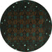 Round Machine Washable Persian Turquoise Traditional Area Rugs, wshtr2358turq