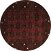 Round Machine Washable Persian Brown Traditional Rug, wshtr2358brn
