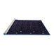Sideview of Machine Washable Persian Blue Traditional Rug, wshtr2358blu