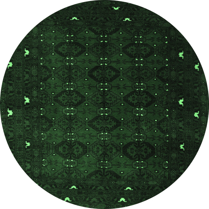 Round Machine Washable Persian Emerald Green Traditional Area Rugs, wshtr2358emgrn