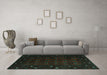 Machine Washable Persian Turquoise Traditional Area Rugs in a Living Room,, wshtr2358turq
