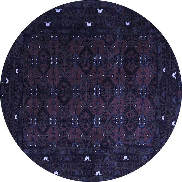Round Machine Washable Persian Blue Traditional Rug, wshtr2358blu