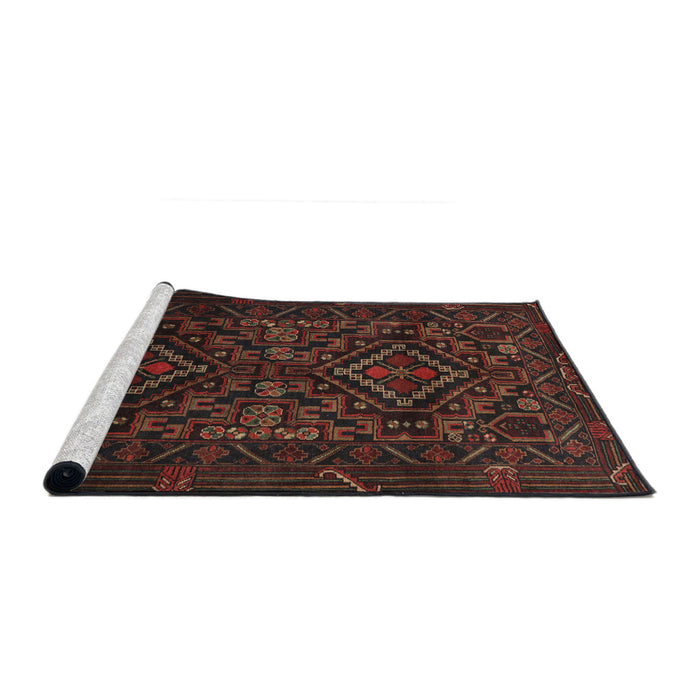 Sideview of Machine Washable Traditional Dark Brown Rug, wshtr2359