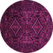 Round Machine Washable Persian Pink Traditional Rug, wshtr2359pnk