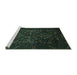 Sideview of Machine Washable Persian Turquoise Traditional Area Rugs, wshtr2359turq