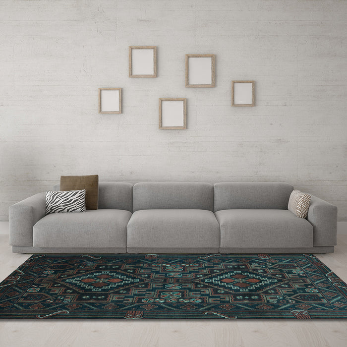 Machine Washable Persian Light Blue Traditional Rug in a Living Room, wshtr2359lblu