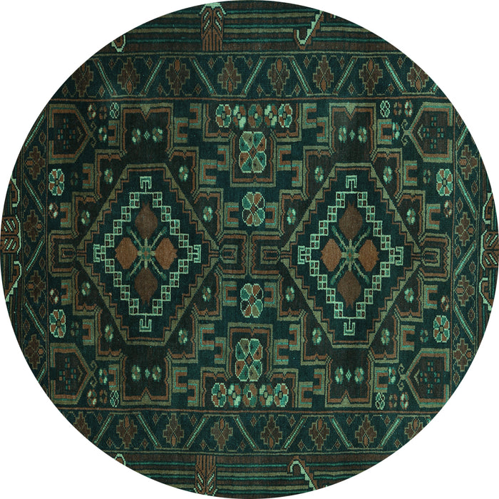 Round Persian Turquoise Traditional Rug, tr2359turq