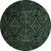 Round Persian Turquoise Traditional Rug, tr2359turq