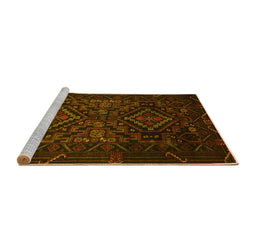 Sideview of Machine Washable Persian Yellow Traditional Rug, wshtr2359yw