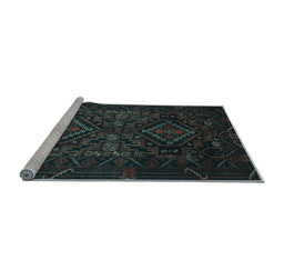 Sideview of Machine Washable Persian Light Blue Traditional Rug, wshtr2359lblu