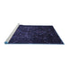 Sideview of Machine Washable Persian Blue Traditional Rug, wshtr2359blu