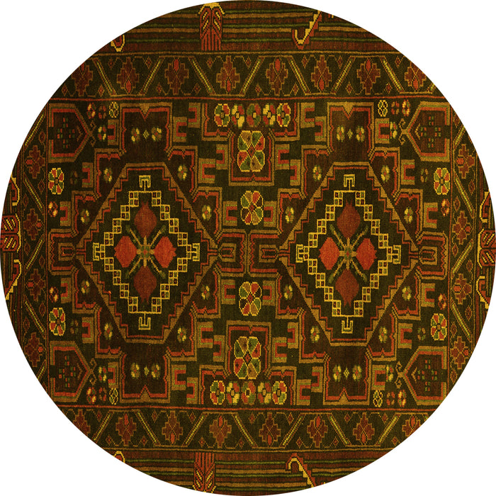 Round Persian Yellow Traditional Rug, tr2359yw
