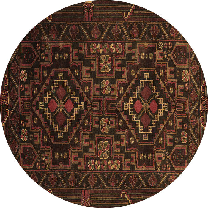 Round Persian Brown Traditional Rug, tr2359brn