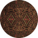 Round Persian Brown Traditional Rug, tr2359brn