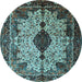 Round Medallion Light Blue Traditional Rug, tr235lblu