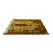 Sideview of Machine Washable Medallion Yellow Traditional Rug, wshtr235yw