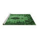 Sideview of Machine Washable Medallion Emerald Green Traditional Area Rugs, wshtr235emgrn