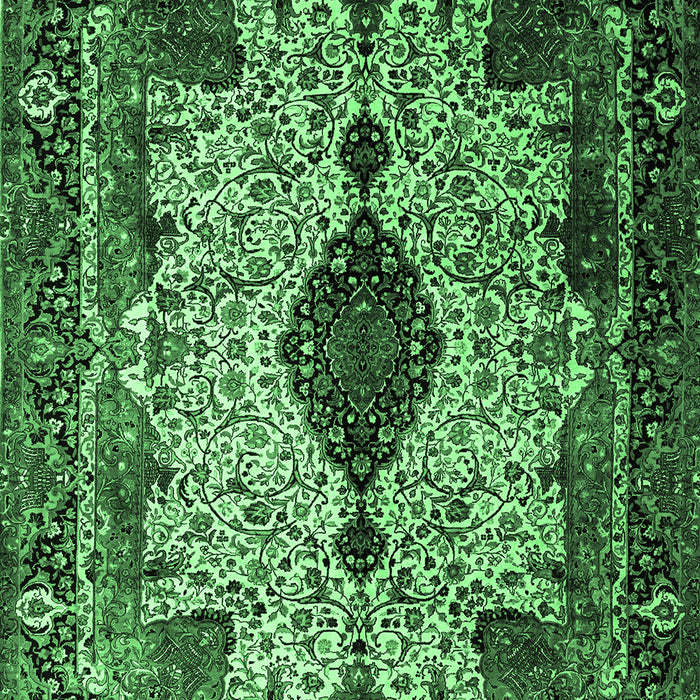 Machine Washable Medallion Emerald Green Traditional Area Rugs, wshtr235emgrn