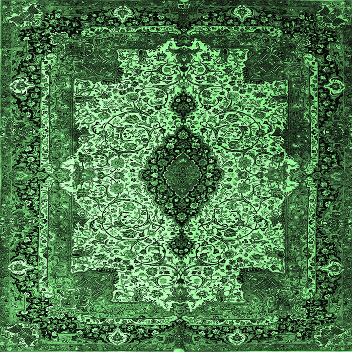 Square Medallion Emerald Green Traditional Rug, tr235emgrn