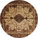 Round Medallion Brown Traditional Rug, tr235brn