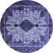 Round Medallion Blue Traditional Rug, tr235blu