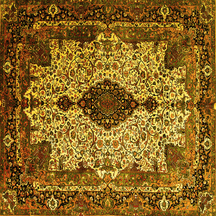 Square Medallion Yellow Traditional Rug, tr235yw