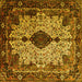 Square Medallion Yellow Traditional Rug, tr235yw