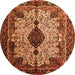 Square Medallion Orange Traditional Rug, tr235org