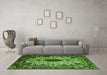 Machine Washable Medallion Green Traditional Area Rugs in a Living Room,, wshtr235grn