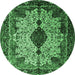 Round Medallion Emerald Green Traditional Rug, tr235emgrn