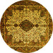 Round Medallion Yellow Traditional Rug, tr235yw