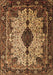 Machine Washable Medallion Brown Traditional Rug, wshtr235brn