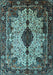 Machine Washable Medallion Light Blue Traditional Rug, wshtr235lblu