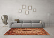 Machine Washable Medallion Orange Traditional Area Rugs in a Living Room, wshtr235org