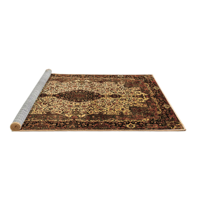 Sideview of Machine Washable Medallion Brown Traditional Rug, wshtr235brn