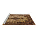 Sideview of Machine Washable Medallion Brown Traditional Rug, wshtr235brn