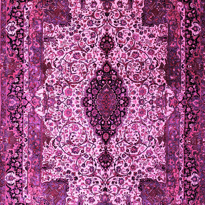 Machine Washable Medallion Pink Traditional Rug, wshtr235pnk