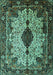 Machine Washable Medallion Turquoise Traditional Area Rugs, wshtr235turq