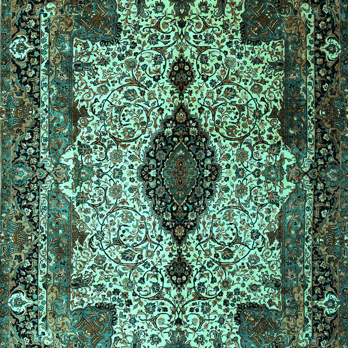 Machine Washable Medallion Turquoise Traditional Area Rugs, wshtr235turq