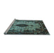 Sideview of Machine Washable Medallion Light Blue Traditional Rug, wshtr235lblu