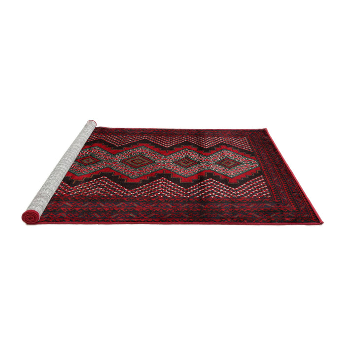Sideview of Machine Washable Traditional Tomato Red Rug, wshtr2360