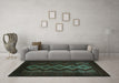 Machine Washable Southwestern Turquoise Country Area Rugs in a Living Room,, wshtr2360turq