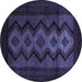 Round Southwestern Blue Country Rug, tr2360blu