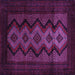 Square Machine Washable Southwestern Purple Country Area Rugs, wshtr2360pur