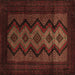 Square Southwestern Brown Country Rug, tr2360brn